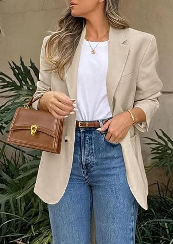 PRETTYGARDEN 2025 Blazers for Women Business Casual Long Sleeve Lapel Open Front Suit Jacket Work Blazer with Pockets thumbnail 5
