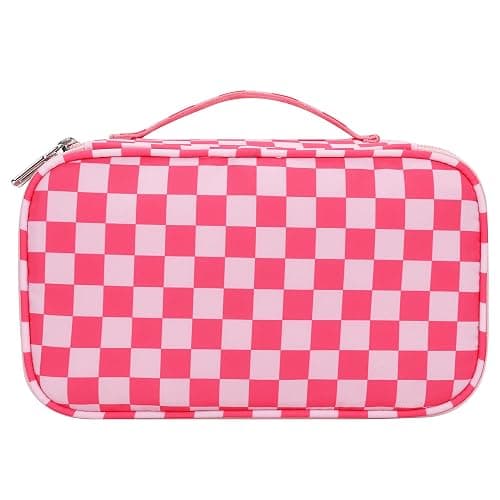 Relavel Makeup Bag, Cute Travel Cosmetic Bag, Small Pink Make Up Bags, Portable Toiletry Storage for Women Girl, Waterproof Makeup Organizer for Gym, Camping, Trip, Daily Use - Rose Red thumbnail 8