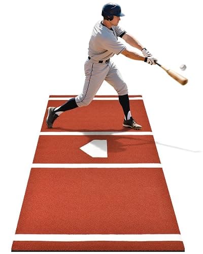 Sturdum Baseball Batting Mat, 10x3.8/12x6FT Softball Hitting Mat, Upgraded Training Mats with Home Plate Batters Box, Softball Baseball Anti-Slip Mats with Stitched Embroidery Turf for Indoor Outdoor - Image 1