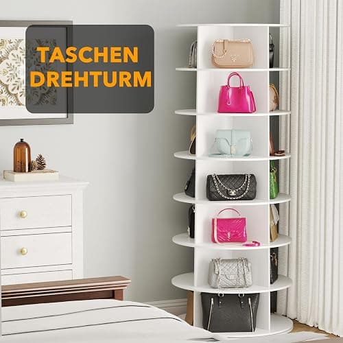 SpaceAid 7 Tier Rotating Shoe Rack Tower, Spinning Shoe Display Lazy Susan, Revolving 360 Shoe Rack Storage Round Carousel, Vertical Handbag Rotate Shoes Closet Organization (7-Tier White) thumbnail 6