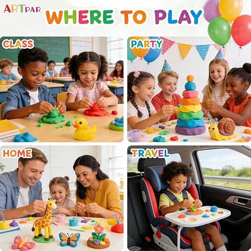 ARTPAR Air Dry Clay for Kids,90 Colors Modeling Magic Clay Bulk Kit | Colorful Molding Clay Sculpting Set,Soft & Non-Sticky,DIY Classroom Activities,Fun Art & Crafts Gifts for Boys & Girls 3-12Y thumbnail 9
