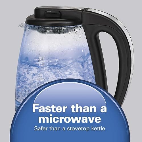 Hamiton Beach 40864C Glass Electric Kettle, 1.7 Liter Capacity, Automatic Shutoff, Cord-Free Design, Stainless Steel thumbnail 6