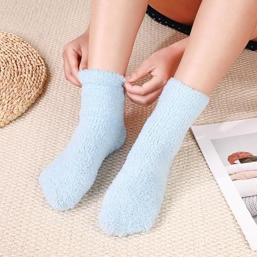 Halinuia 6 Paare Kuschelsocken Damen Warme Flauschige Socken Kuschel Bettsocken Schlafsocken Thermosocken Dicke Wintersocken Haussocken für Weihnachten als Geschenke 36-41 thumbnail 5