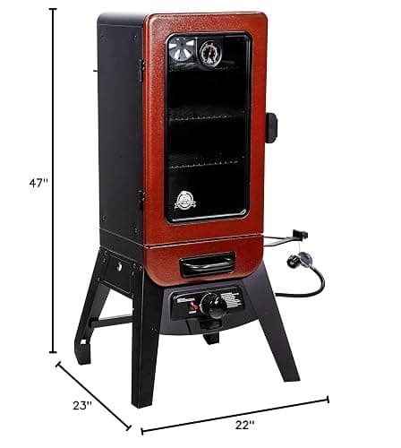 Pit Boss 3-Series Gas Vertical Smoker, Red Hammertone - 10773 thumbnail 3