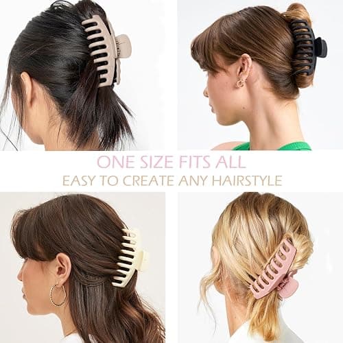 Large Hair Claw Clips, 12 Pack Flower Hair Clips for Thick Hair, Big Square Matte Strong hold for Thin Hair, 3 Styles Claw Hair Clips for Thick Hair thumbnail 5