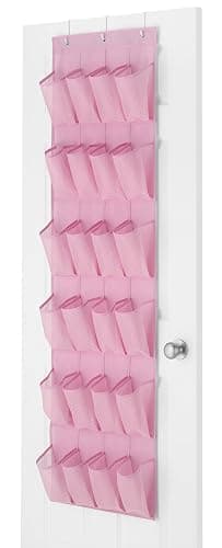 Whitmor 24 Pocket Over the Door Shoe Organizer - Pink - Pink - 24 Pockets - Image 1