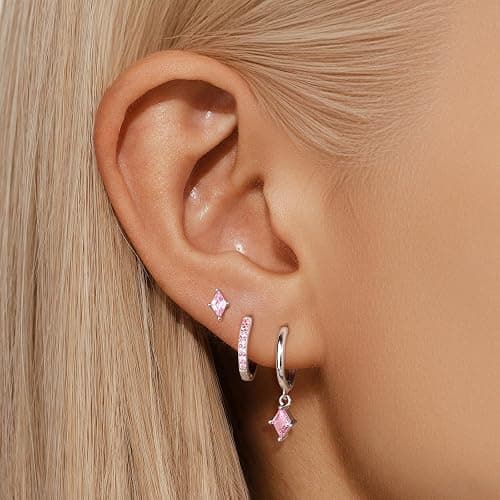 Angelady Gold Hoop Earrings Set for Women, Dainty 14K Gold Plated Huggies Earring, Sterling Silver Hypoallergenic Cartilage Earrings, Trendy Earring Stacks for Multiple Piercing Jewelry Gift(3 Pairs) thumbnail 3