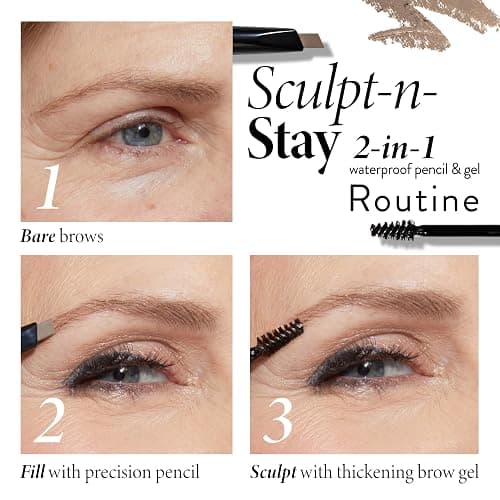 LAURA GELLER NEW YORK Sculpt-n-Stay Waterproof Brow Pencil & Gel- Dark Brown thumbnail 3