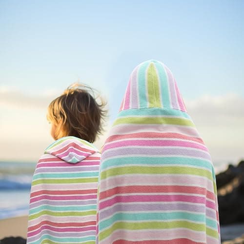 ORIGINAL KIDS Hooded Bath Towel Wrap - 100% Cotton Terry Large Oversized Hooded Kids Towel - Toddler Shower Pool Beach Towel - Super Soft Plush Absorbent Quick Dry Easy Care Gift - 30x60 - Pink Multi thumbnail 7