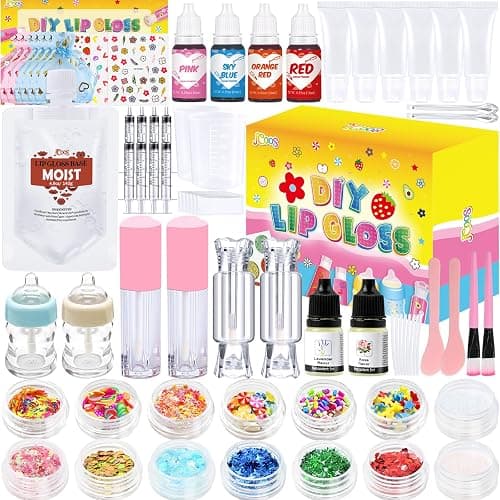 Jcoos Lip Gloss Making Kit, 73PCS Fun Make Your Own Lip Gloss Kit Kids, Beginner, Lipgloss Sets for Girls, DIY Lipstick Set, Moisturizing Lip Oil Base, Gifts for Tween Girls, Teens, Daughters, Women - Image 1