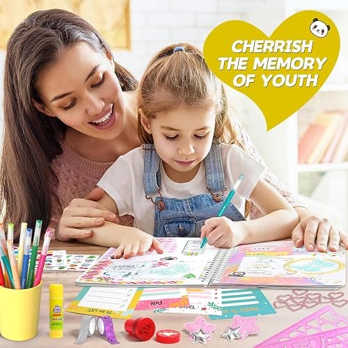 ADUSRIZ 2-Pack DIY Journal Kit for Girls, Journal Set with Stickers, Birthday Gifts for Teen Girls, Decorate Your Planner/Organizer, Journaling Arts Craft Kit, Ideal Gifts for 8-12 13 14 Year Old Girl thumbnail 8