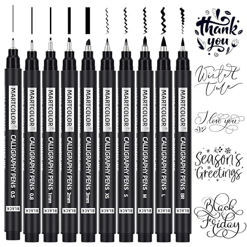 MARTCOLOR Calligraphy Pens, 10 Size Calligraphy Pens for Writing, Brush Pen Calligraphy Set for Beginners, Calligraphy Brush Pens, Hand Lettering Pen for Art Drawing, Sketching, Scrapbooking - Image 1