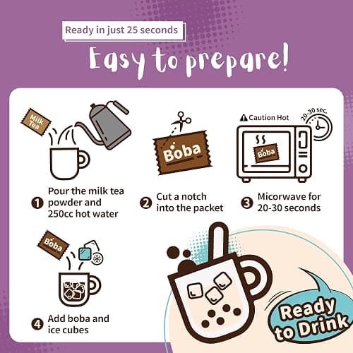 Flavfar Premium Instant Taro Milk Tea Kit with Authentic Brown Sugar Tapioca Boba and Straws | Ready in Just 25 Seconds | Perfect for Home, Parties, and Gift Giving - 5 Servings thumbnail 5