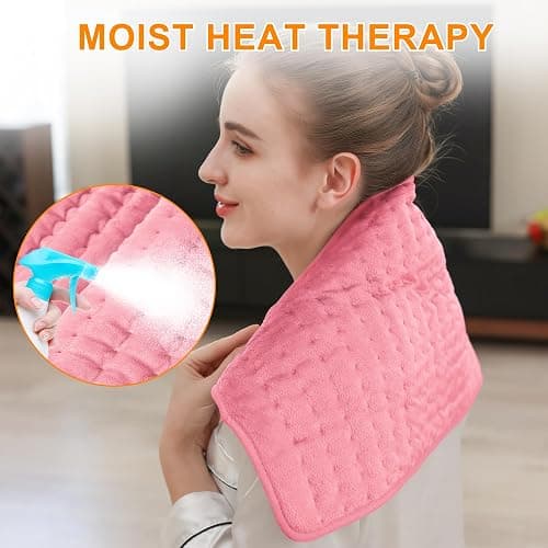 Deepsoon Heating Pad,Electric Heating Pads for Back,Neck,Abdomen,Moist Heating Pad for Shoulder,Knee,Arms,Legs,Dry/Moist Heat & Auto Shut Off,Birthday Gifts for Men and Women,BabyPink,24x12 Inch thumbnail 8