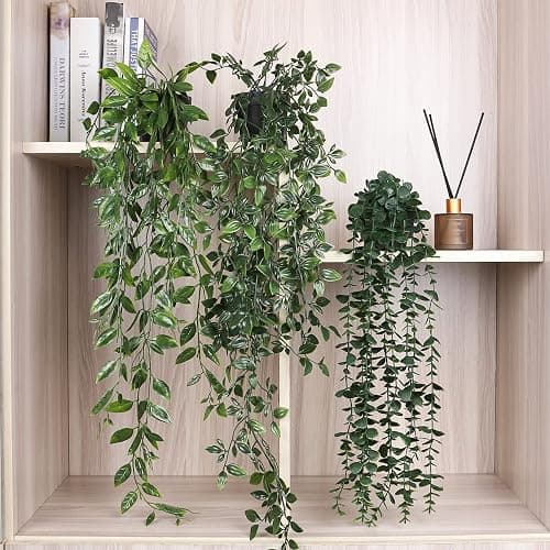 TOTOGA Artificial Hanging Plants 3 Pack Fake Potted Plants for Wall Home Room Office Indoor Decor - 3 thumbnail 2