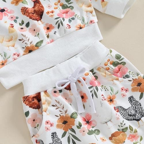 Hnyenmcko Newborn Baby Girl Clothes Waffle Long Sleeve Floral Sweatshirt Shirt Top + Pants Infant Fall Winter Outfits Set thumbnail 4