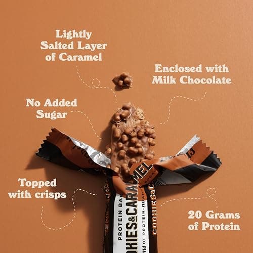 Barebells Protein Bars Cookies and Caramel - 12 Count, 20g High Protein Treats - Chocolate Nutrition Bar with 1g Total Sugars - On-The-Go Breakfast or Post-Workout Snack thumbnail 4