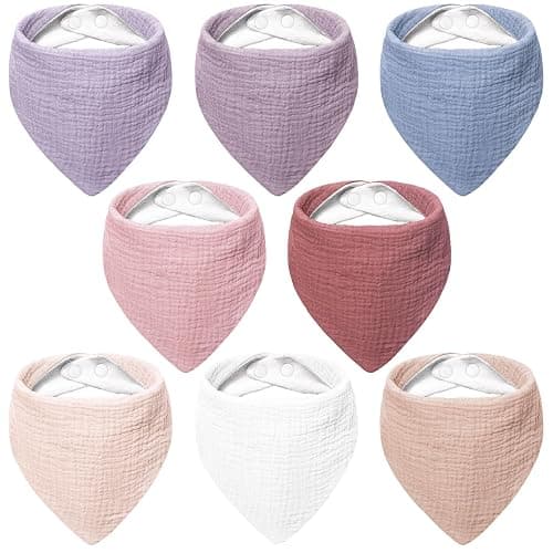 Bearmoss Muslin Baby Bibs 100% Cotton Baby Bandana Drool Bibs for Unisex Baby Girls Boys Drooling and Teething - Image 1