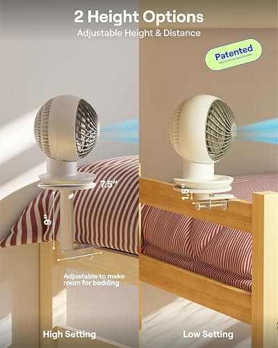 FanShelfie Adjustable Fan Holder for Dorm Room, Bunk & Lofted Bed, College Essentials for Boys & Girls, Patented Height & Distance Design, Compatible with Popular Dorm Fans, 2 Height Options (White) thumbnail 4