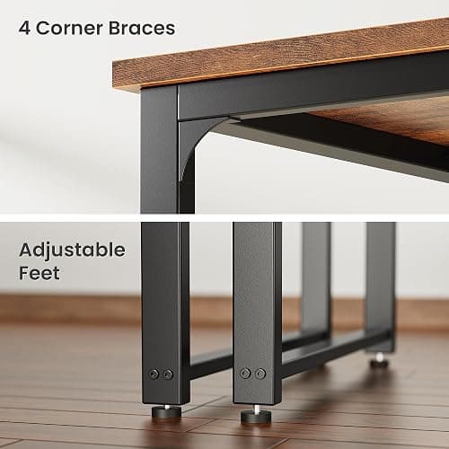 Huuger 71 x 31.5 Inch Desk with Power Outlets & USB-C, 1.2 Inch Thicker Desktop, Robust Metal Tubes, Deep Computer Desk, Heavy Duty Office Desk, Work Desk for Home Office, Rustic Brown thumbnail 6