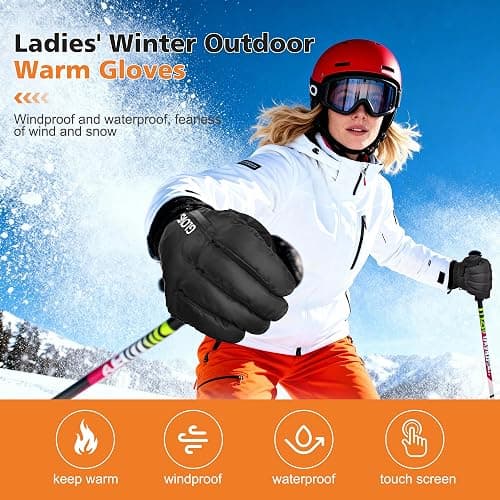 Gilotop Women Ski Gloves Winter Waterproof Touchscreen Hand Warming Sports Gloves thumbnail 5