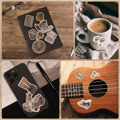 200Pcs Vintage Stickers, Aesthetic Scrapbook Stickers for Water Bottle, Notebook Junk Journaling, Waterproof Vinyl, for Kids Teenagers Adults thumbnail 6