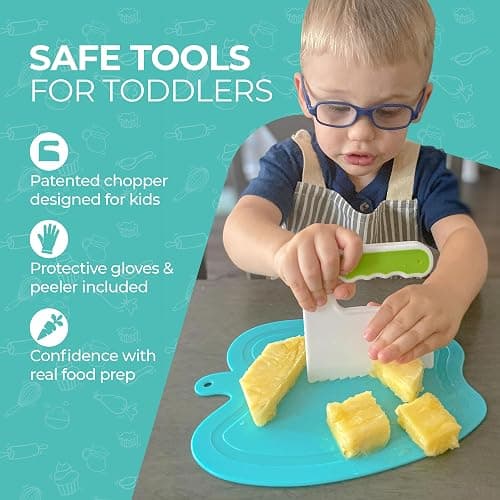 Tovla Jr. Ultimate Montessori Kids Cooking Gift Set – Real Knife, Chopper, Safety Gloves, Peeler, Cutters, Cutting Board & Recipe Cards – Ages 4–10 thumbnail 5