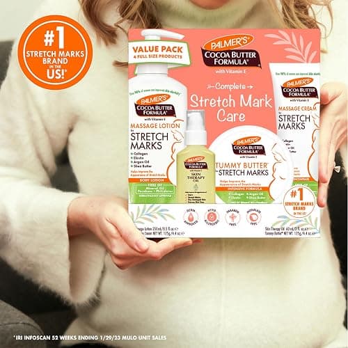 Palmer's Cocoa Butter Formula Pregnancy Skin Care Kit for Stretch Marks and Scars, Dermatologist Approved, Gift for Mom to Be, 4 Piece Full Size Set thumbnail 13