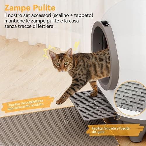 Lettiera Gatto Autopulente con APP, Lettiera Autopulente per Gatti da 90 L con Cassetto Feci da 8,5 L per Oltre una Settimana, Sistema Profumato e Sensore Radar, Adatta a Famiglie con Più Gatti. thumbnail 7