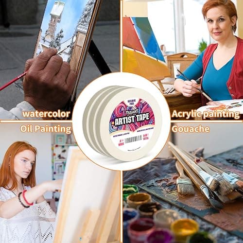 TSSART 3 Pack White Artist Tape - Masking Artists Tape for Drafting Art Watercolor Painting Canvas Framing - Acid Free 0.6inch Wide 540FT Long Total thumbnail 7