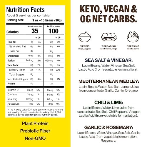 BRAMI Lupini Beans Snack, Variety Pack | 7g Plant Protein, 0g Net Carbs | Vegan, Vegetarian, Keto, Plant Based, Mediterranean Diet, Non Perishable, 5.3 Ounce (Pack of 8) thumbnail 2