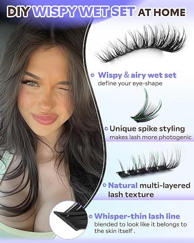 Goddvenus Wispy Lash Clusters Kit Natural Fairy Wet Eyelash Clusters Kit 300 Pcs Cluster Eyelash Extensions Kit for DIY Reusable Waterproof Individual Lash Extension (10-16mm CC Curl) thumbnail 5