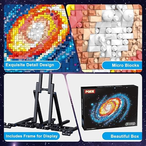 PQKIE The Milky Way Galaxy Micro Mini Building Set for Adults, 2438Pcs 3D Wall Art Building Toy for Home Office Decor, DIY Space Decor Kits with Display Stand,Creative Birthday Gift Toy for Kids Teens thumbnail 5