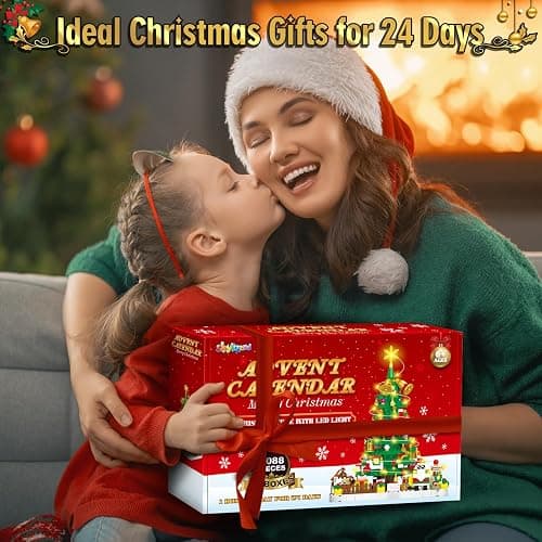 Advent Calendar 2025 Adult, 1088 Pieces Christmas Tree Building Kit with Led Light, 24 Days Christmas Countdown Christmas Tree Building Toy Set, Ideal Xmas Gift Toy for Teen Boy thumbnail 7