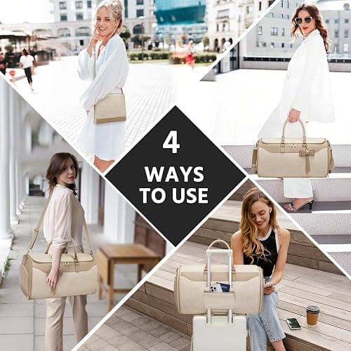 Garment Bags for Travel,45L Carry on Convertible Garment Duffle bag for Men Women - 3 in 1 Hanging Suit Travel Bag with Shoulder Strap (Beige brown) thumbnail 7
