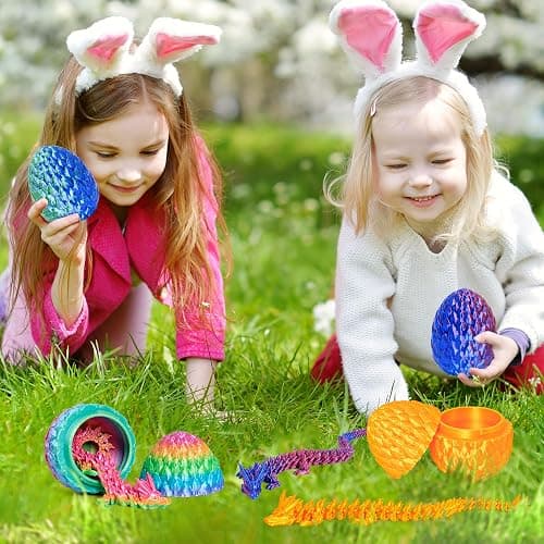 ONEVIVE Easter Basket Stuffers 3D Printed Dragon Egg Toy (4 Pack) - Surprise Mystery Inside, Articulated Crystal Dragon, Fidget Sensory Toy for Kids Birthday Surprise Easter Egg Hunt Party Favors thumbnail 7