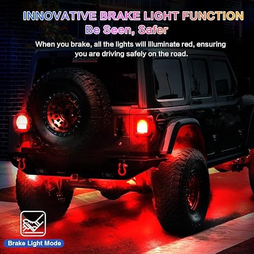 LD DARKEAGLE 8Pods Segmented RGB LED Rock Lights Kit for Jeep Trucks UTV ATV Golf Cart RZR SXS Offroad Four Wheeler with APP/RF Remote, Multi Color Underglow Light Waterproof Music Neon Underbody 12V thumbnail 9