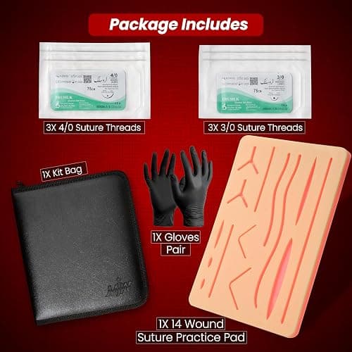 Kit de formation à la suture avec gants en silicone pour étudiants, protection en maille horizontale et verticale pour une meilleure durabilité, à des fins de formation uniquement. thumbnail 2
