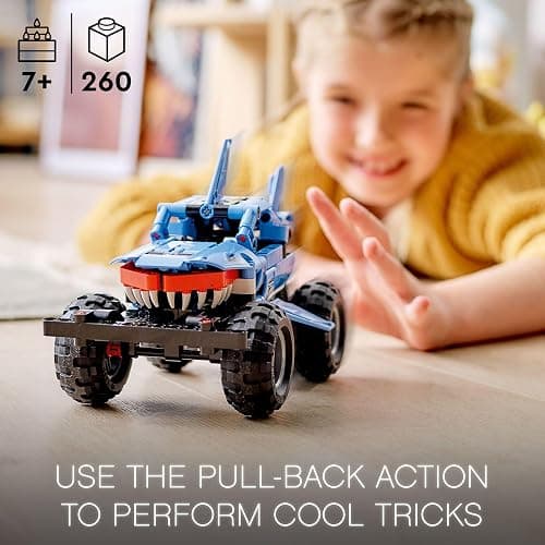 LEGO Technic Monster Jam Megalodon Building Set, 2 in 1 Pull Back Shark Truck to Lusca Low Racer Car Toy, DIY Building Toy Ideas for Outdoor Play for Kids, Boys, and Girls Ages 7 and Up, 42134 thumbnail 3