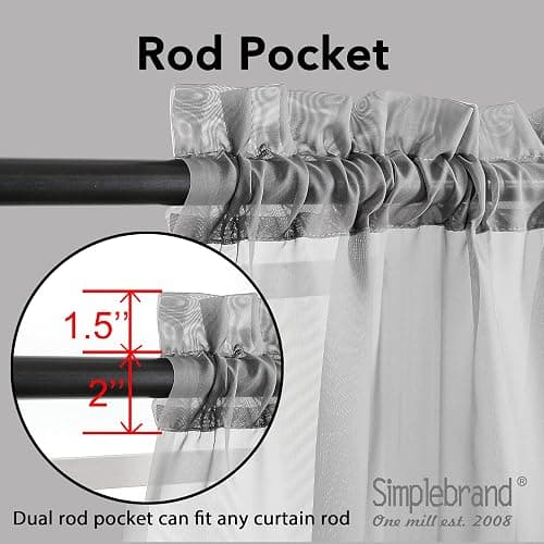 Simplebrand Grey Sheer Curtains 84 Inches Long, Light Filtering Rod Pocket Solid Color Window Sheer Curtain Panels, Elegant Curtains & Drapes for Living Room 2 Panels (Charcoal Grey, 2x42x84'') thumbnail 5
