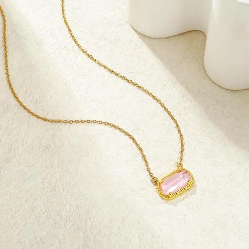A Golden Cloud Birthstone Necklace for Women 14k Gold Plated Preppy Oval Stone Necklaces Trendy Zircon Pendant Necklaces Birthday Gifts for Women Mom Wife Friends thumbnail 5