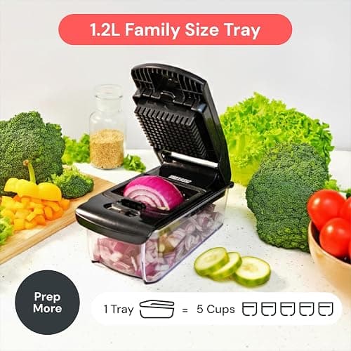 Vegetable Chopper Vegetable Cutter - Food Onion Salad Veggie Chopper with Container - French Fry Potato Dicer Slicer Cutter - Kitchen Tools & Gadgets (2-in-1 Black) thumbnail 7
