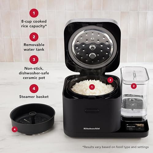 KitchenAid Grain and Rice Cooker 8 Cup with Automatically Sensing Integrated Scale + Water Tank, KGC3155, Black Matte thumbnail 7