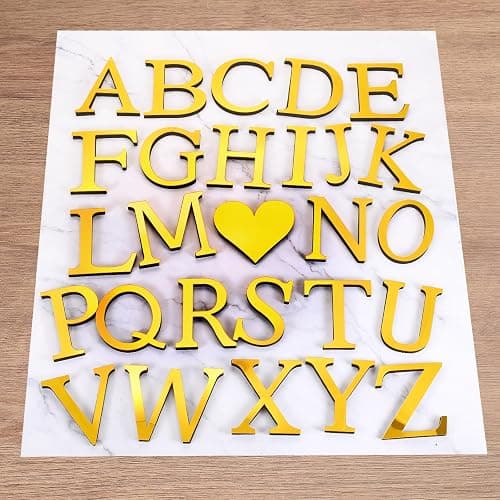 PATIKIL 7.87 Inch 3D Acrylic Alphabet Mirror Wall Stickers Letter O Self-Adhesive Home Decor Letter Sign Art Sticker Decal for DIY Home Decoration Light Gold thumbnail 2