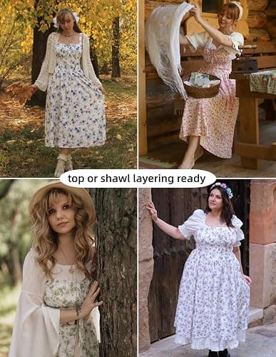 SCARLET DARKNESS Women's Floral Midi Dress Corset Sundresses 2026 Summer Spring Vacation Milkmaid Dresses thumbnail 5