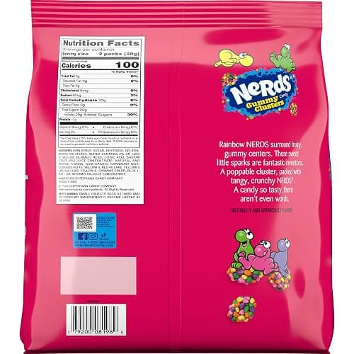 NERDS Gummy Clusters, Candy Treat Packs, Rainbow, Crunchy and Gummy, 30 oz (60 ct) thumbnail 9