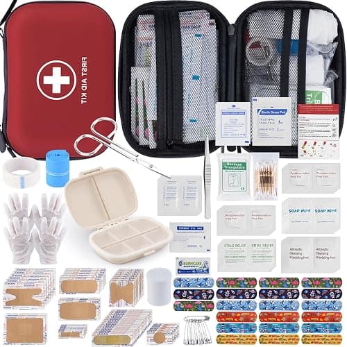 Gifts for Men Christmas Mini First Aid Kit - 144pcs Emergency Medical Kit with Water-Resistant Hard Case for Home, Travel, & Outdoor - Portable First Aid Supplies for Minor Cuts, Burns, Bites & Stings - Image 1
