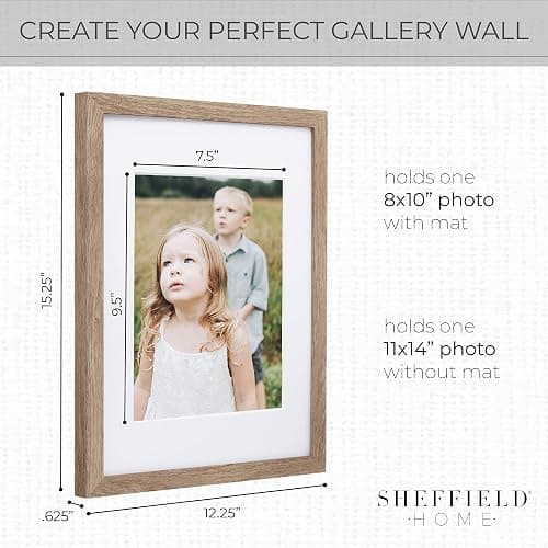 Sheffield Home 9 Piece Gallery Wall Frame Set, 11x14 Inch, Light Natural thumbnail 3
