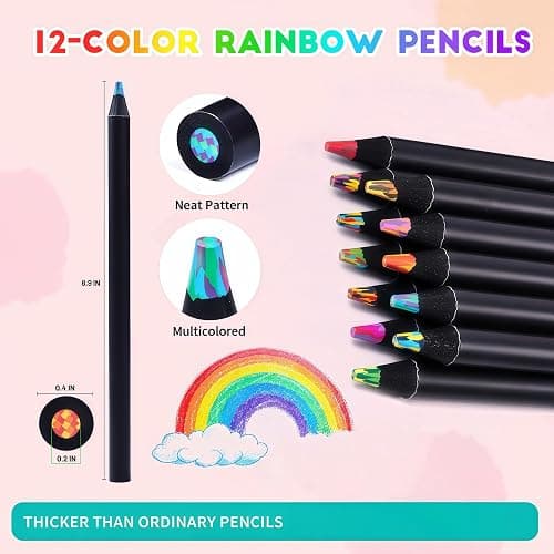 Karuamodomi 12 Rainbow Colored Pencils Set,Art Supplies,Teen Girl Gifts Trendy Stuff,Party Favors Arts and Crafts for Kids Ages 4-12,Coloring Pencil for Adult Coloring Book,Drawing & Sketch Pencil thumbnail 6