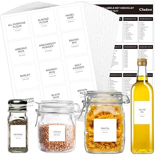 434 Pcs Kitchen Pantry Labels for Food Containers with DIY Blank Labels | 3 Sizes Preprinted White Minimalist Waterproof Pantry Labels, Kitchen Organization Labels for Jar, Bottles,Boxes Storage Bins - Image 1